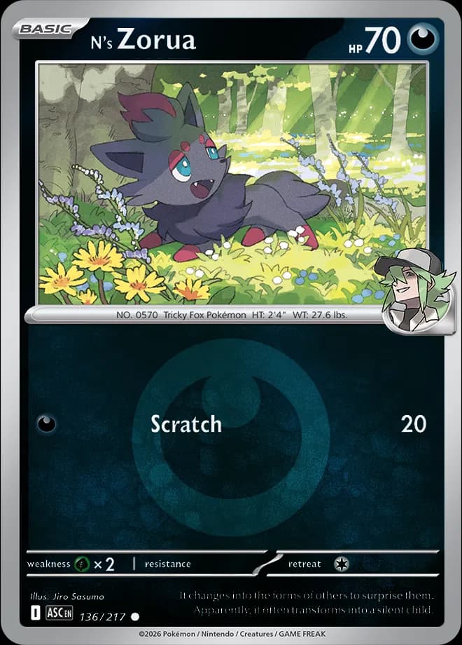 N's Zorua (Energy Symbol Pattern)  - Ascended-Heroes Pokemon card
