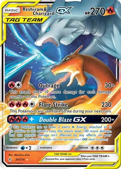 Reshiram & Charizard GX  - Unbroken-Bonds Pokemon card
