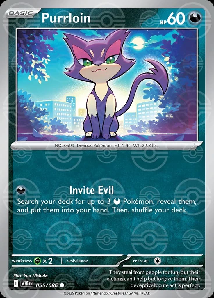 Purrloin (Poke Ball Pattern)  - White-Flare Pokemon card